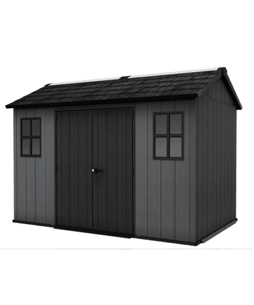 Keter 11’x7.5′ Newton Plus Side Entry Plastic Shed – Dark Grey