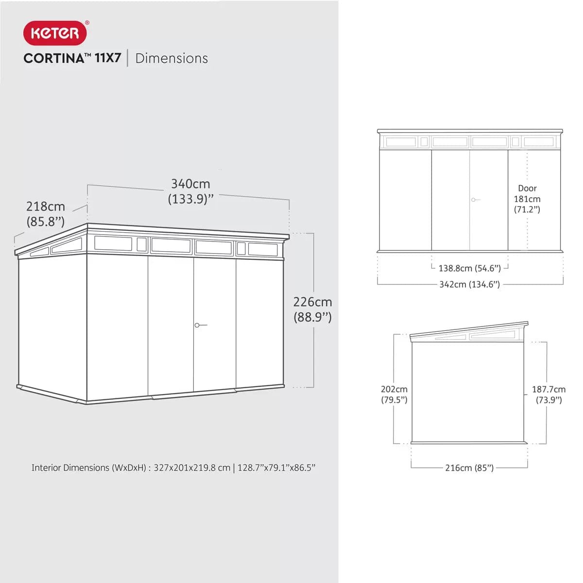 Keter Artisan 7×11 ft Pent Dark-Grey Plastic 2 door Shed with floor & 1 window - Image 8