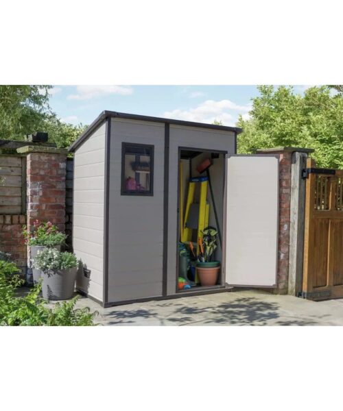 Keter 6′ x 4′ Manor Plastic Pent Garden Storage Shed – Beige
