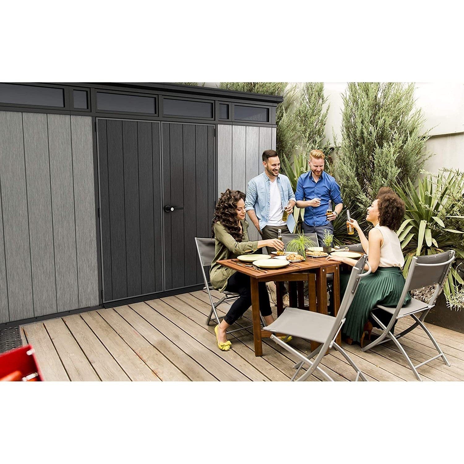 Keter Artisan 7×11 ft Pent Grey Plastic 2 door Shed with floor & 1 window - Image 3