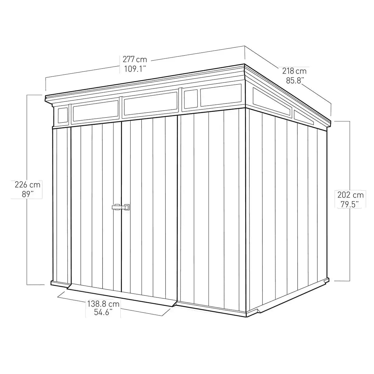 Keter Artisan 9×7 ft Pent Grey Plastic 2 door Shed with floor & 1 window - Image 6
