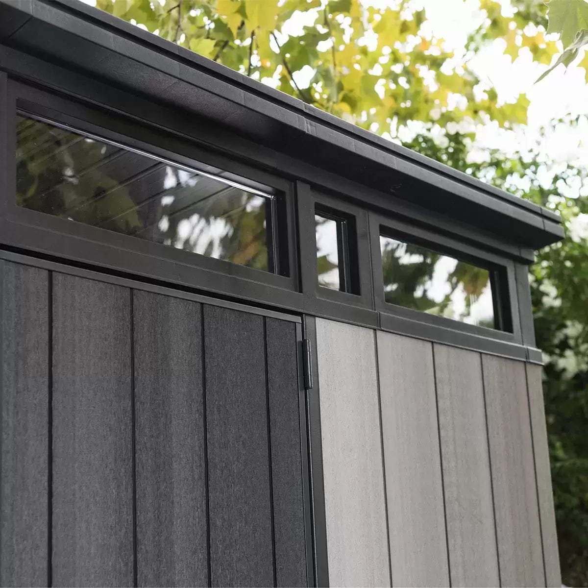 Keter Artisan 9×7 ft Pent Grey Plastic 2 door Shed with floor & 1 window - Image 2