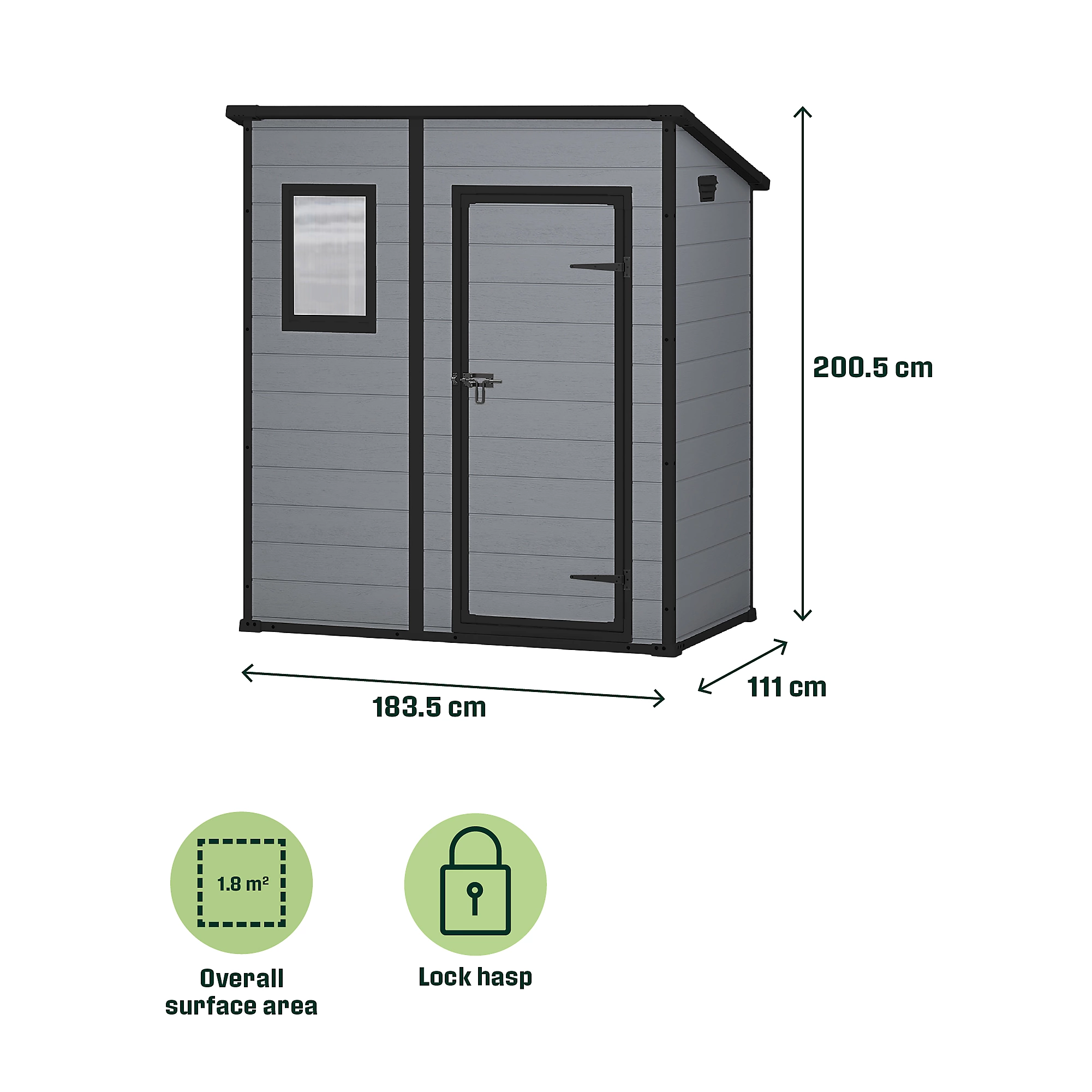 Klikstrom Senner 6×4 ft Pent Grey Shed with floor & 1 window - Image 3