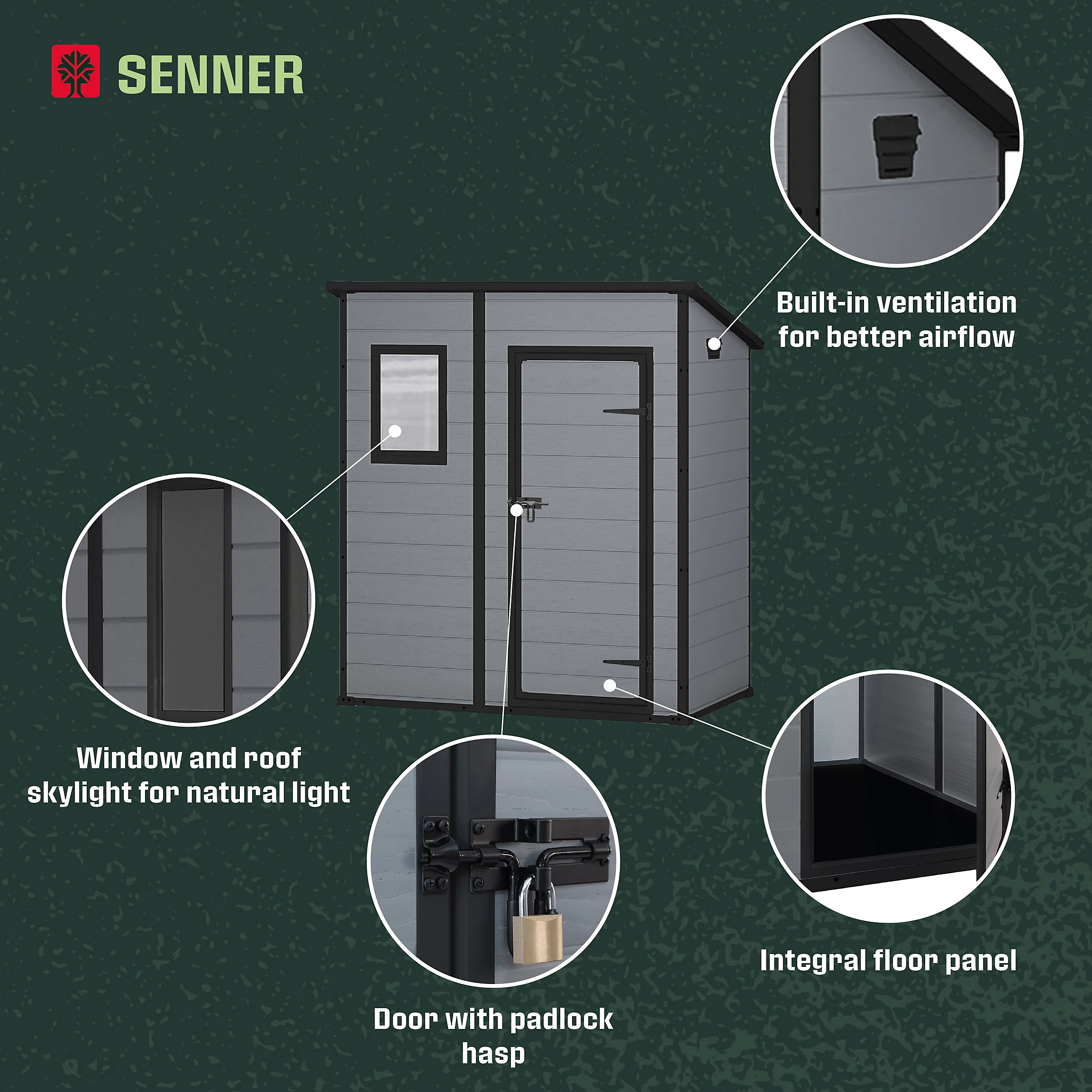 Klikstrom Senner 6×4 ft Pent Grey Shed with floor & 1 window - Image 7